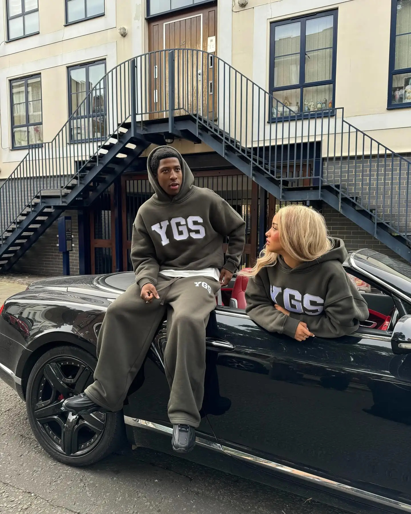 YGS Letter Embroidery Men Women Tracksuit Suit Harajuku Loose Sweatshirts and Sweatpants Two Piece Y2k Hoodie Sportswear Sets 241209