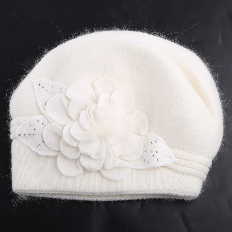 Y1UB French Rabbit Hair Mixed Hat Beanie Hat Fashion Hat 241209