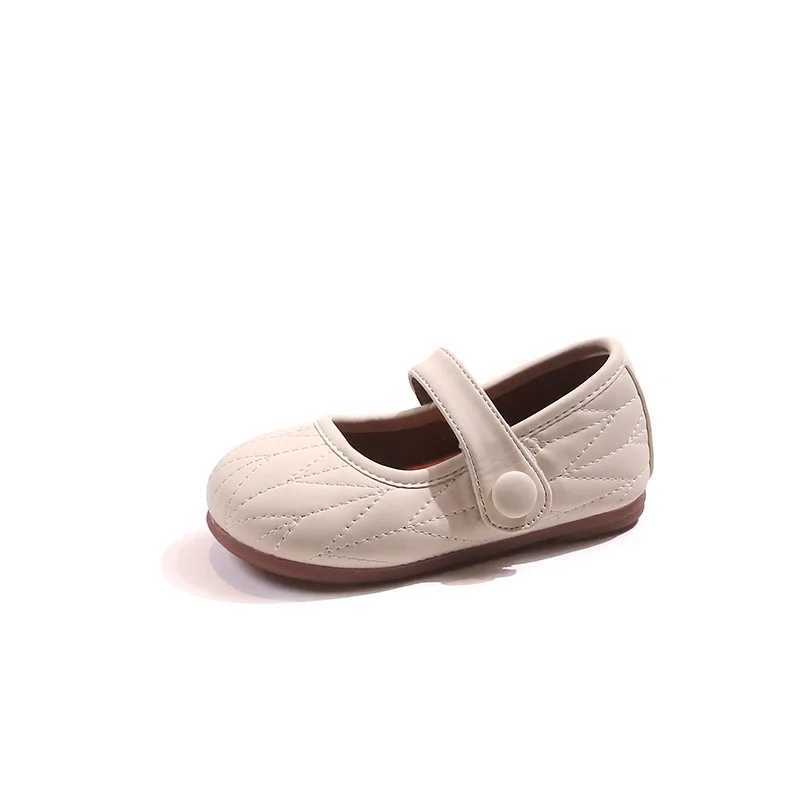 New Kids PU Leather Shoes Girls Princess Shoes Breathable Flats Mary Janes White Brown Children Baby Toddler First Walkers ShoesXJ241209