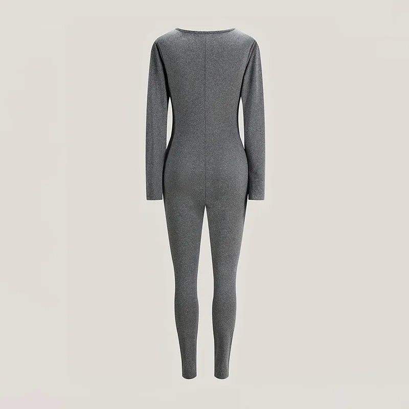 Sexy sports jumpsuit womens autumn solid long sleeved body fashion casual tight fit fitness all women 241209