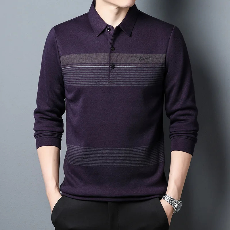 2023 Autumn and Winter Polo Shirt Business Casual Fit Long Sleeve Tshirt Men T Shirts Camisas 241202
