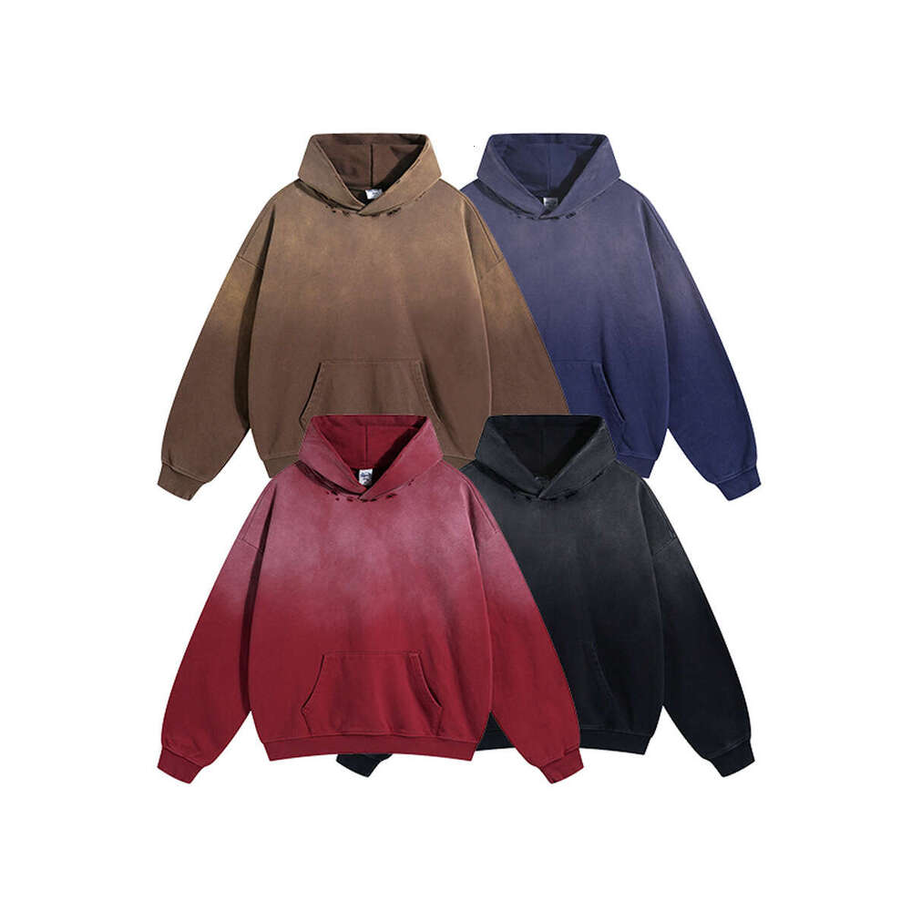 2024 Autumn/Winter New Product: Vintage Hooded Hoodie for Men, 450g Heavy Weight Washed with Broken Holes