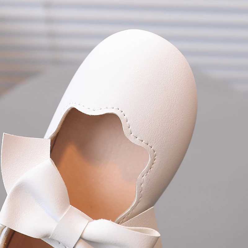 Girls Princess Shoes Brown White Bowknot Cute All-match Children Flat Shoes Sweet Four Seasons 21-30 Chic Kids Mary JanesXJ241209