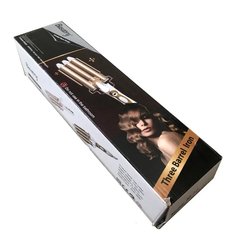 Triple Barrel Hair Curling Iron Ceramic Curler Professional Waver Tongs Styling Tools for All Types 241209