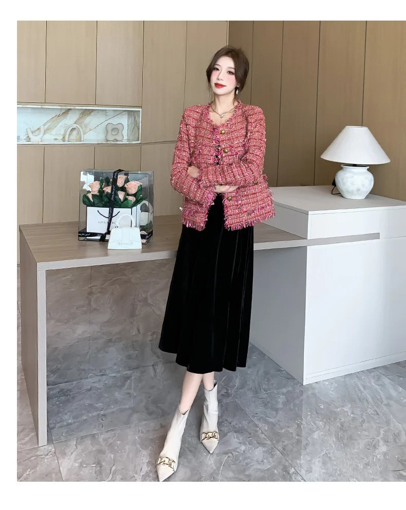 tweed jacket women Coat Women n Sense Korean Overcoat Fragrance Temperament Outwear Slim Fashion Top 241209