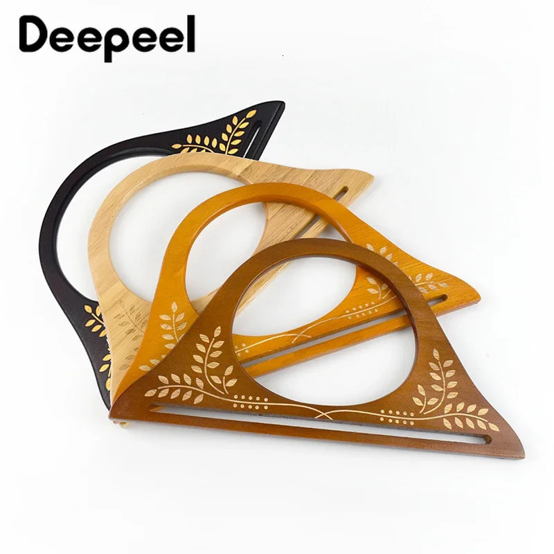 2/4pcs Deepeel 25/30cm wooden handle embossed wallet holder handbag kissing buckle sewing bracket handle used for making bag accessories 241205