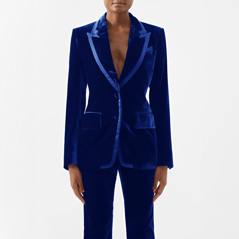 Formal Women Suits Velvet Peaked Lapel Single Breasted Blazer Ladies Outfits Fashion 2 Pieces Sets Pants Coat Mother Of The Bridal Suit Customized