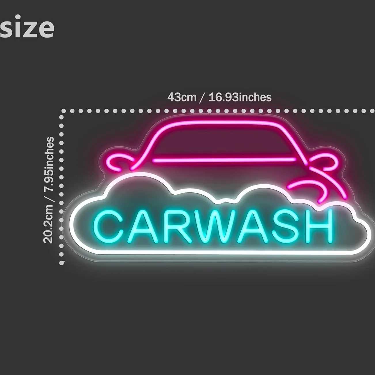 Car wash neon light design car service LED neon light logo suitable for car repair shops or car modification USB X241210
