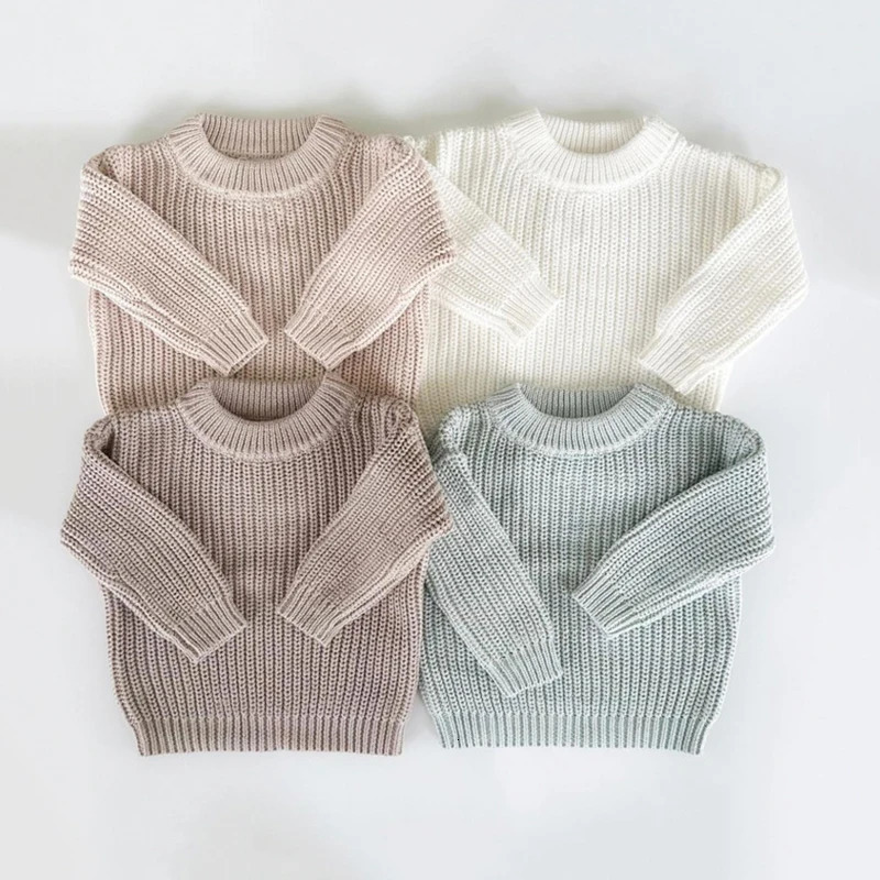 0-6T born Baby Boys and Girls Winter Clothing Preschool Baby Sweater Baby Knitted Pullover Top Casual Basic Knitted Top 241210