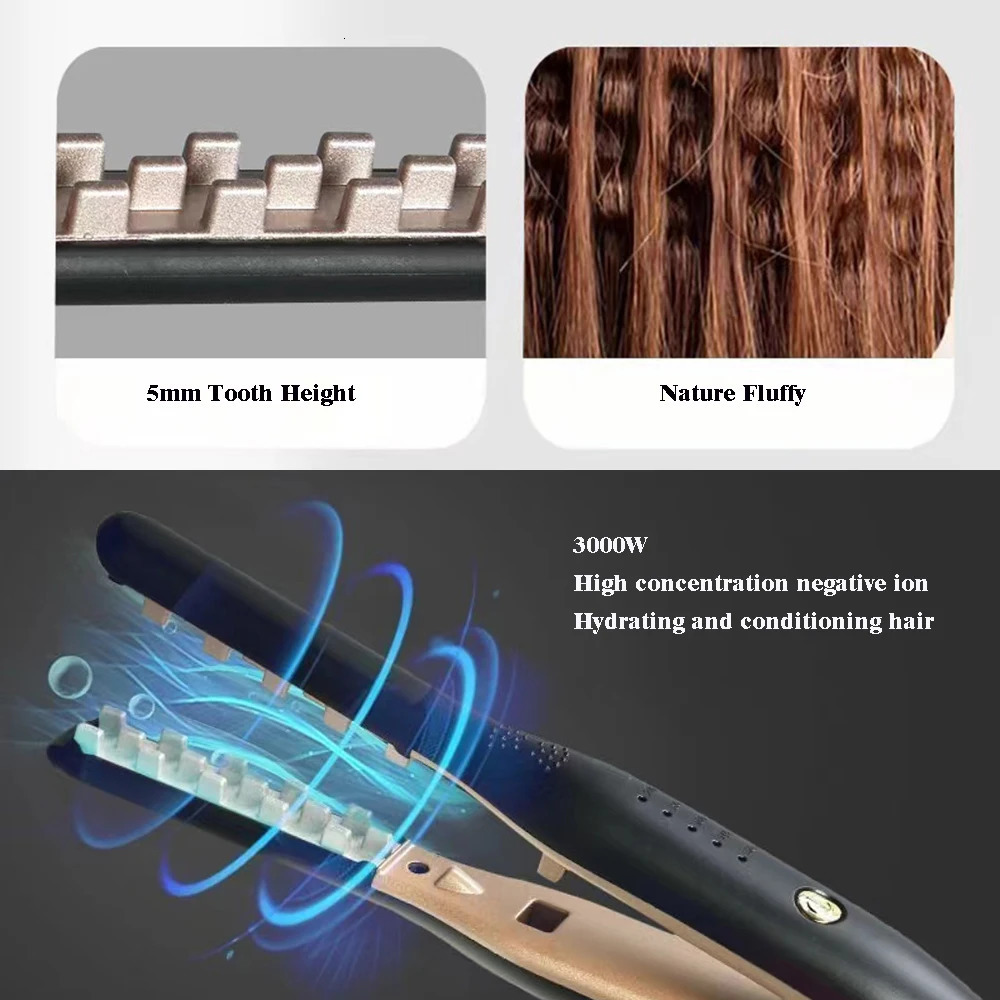 3D Grid Hair Crimper Iron Volumizer Ceramic Professional Hair Fluffy Corrugated Curler Flat Iron Corn Hair Splint 241209