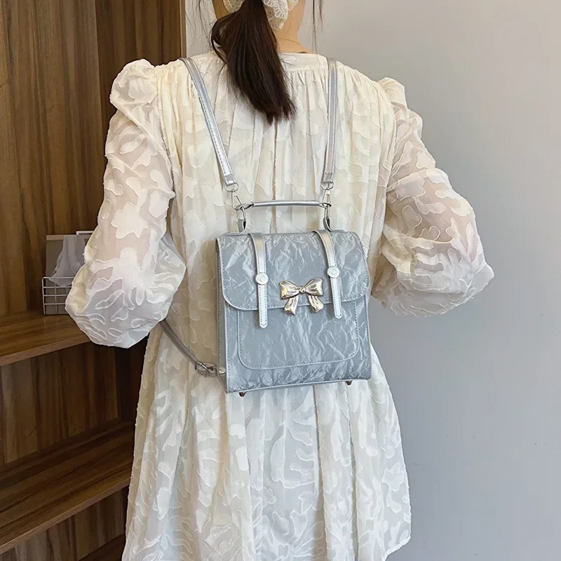 New casual backpack for women new bow decoration fashion shoulder bag college style portable minimalist design handbag bag