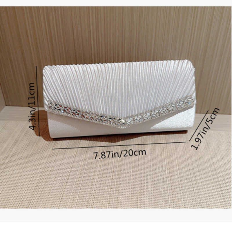 New Dinner Bag Fashionable Folded Handheld Bag Clutch Bag Paired with Water Diamond Velvet Minimalist Dinner Crossbody Womens Bag 240920