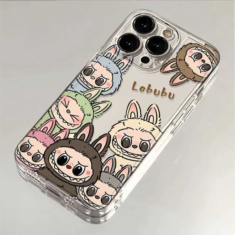 High Quality Labubu Zimomo Couple Phone Case Suitable for iPhone 16 11 13 14 15 Pro Max Mini XSM XR 7 8 Plus Kawaii Cute Cartoon Animal Doll Cover O24