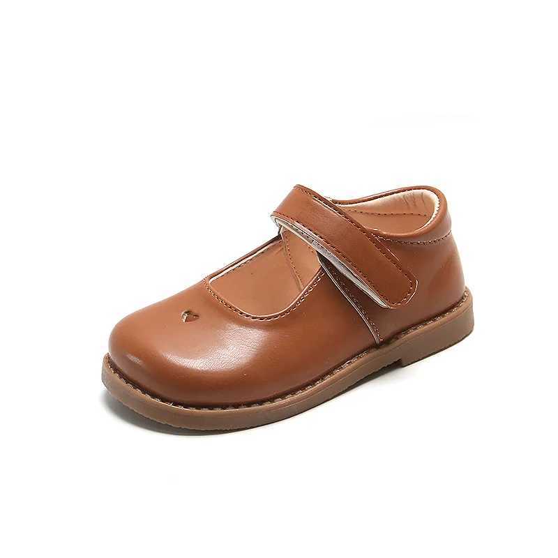 Girls Shoes 2024 Spring Autumn Children School Shoes Girls Mary Janes Flats Toddler Soft PU Leather Shoes For Girl Brown BlackXJ241209