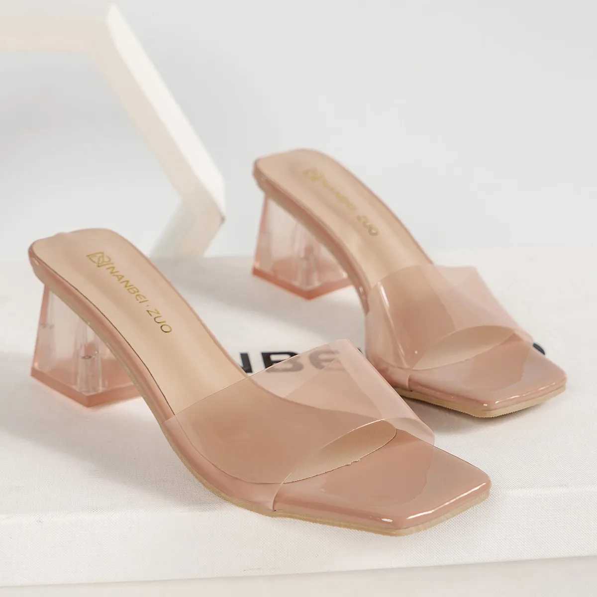 Crystal Clear Transparent Slippers Fem Shoes Middle H Cfortable New Summer Wen Shoes Wan Fi Cool Me Slides Y250306