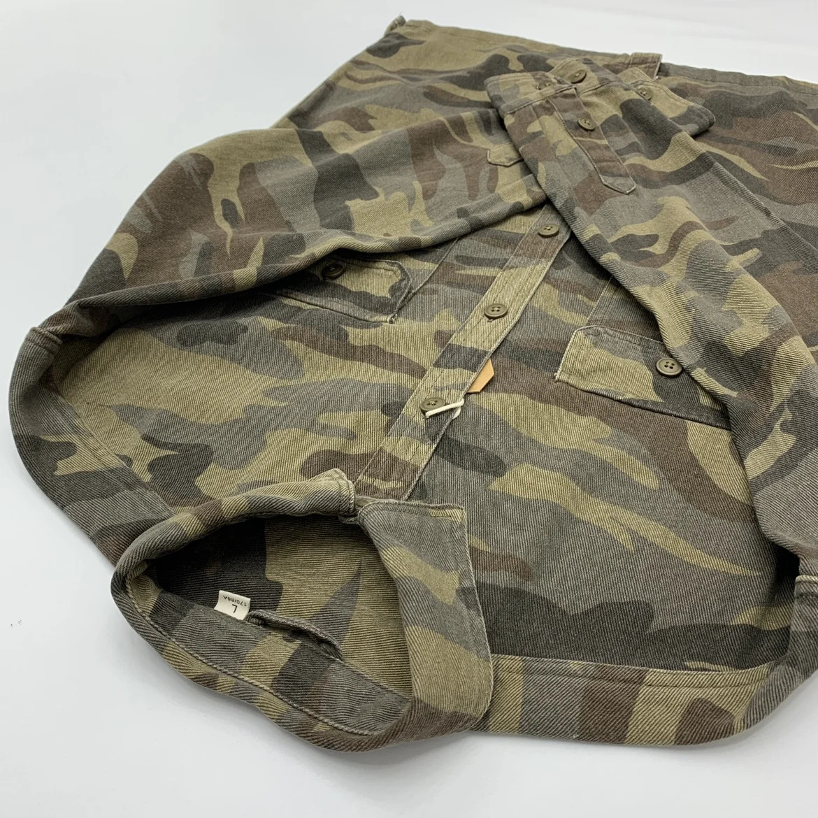 Retro heavyduty camouflage cotton mens shirt bleached Amekaji retro casual cargo workwear top from the United States 241209