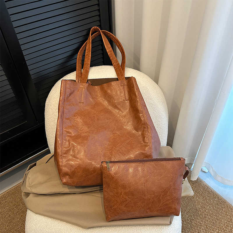 Large Capacity Tote Bun Mother Bag Shoulder Handheld Women's Texture Leather Bag 241215