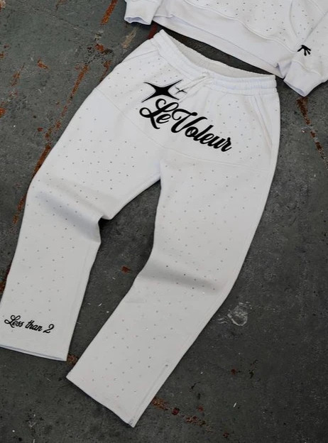 Rhinestone Sequin Hoodie Sweatshirt Sportswear Two Piece Set Y2K Men Hip Hop Letter Oversized Casual Pants 241209