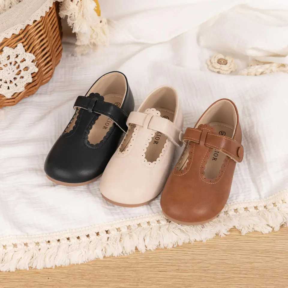 Pumps Flexible Elegant Fashion Breathable Soft PU Leather Solid Color Kids Shoes Non-slip Rubber Sole Fashion Casual SneakersXJ241209