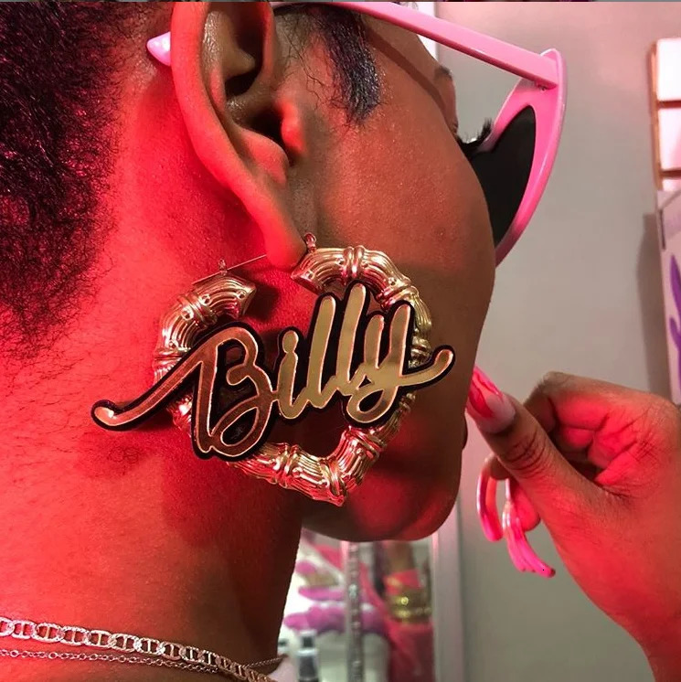 Customized Name Earrings Bamboo Style Customized Earrings Words Declaration Earrings C3 241209