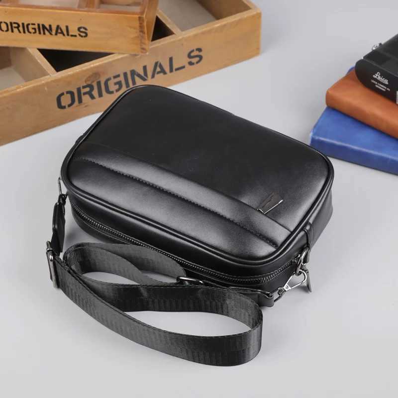 Small square sling bag luxury business shoulder bag mens design plain weave PU leather messenger bag cross body bag casual zipper Z241210