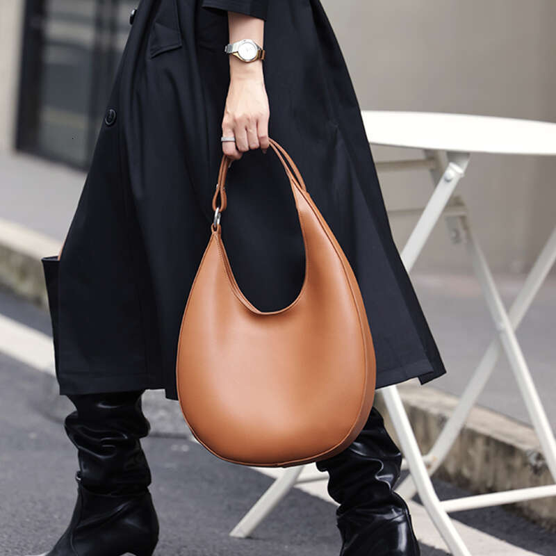 Genuine Leather Underarm Shoulder Bags For Women Trend Designer Half Moon Crossbody Purses Tote Ladies Handbags