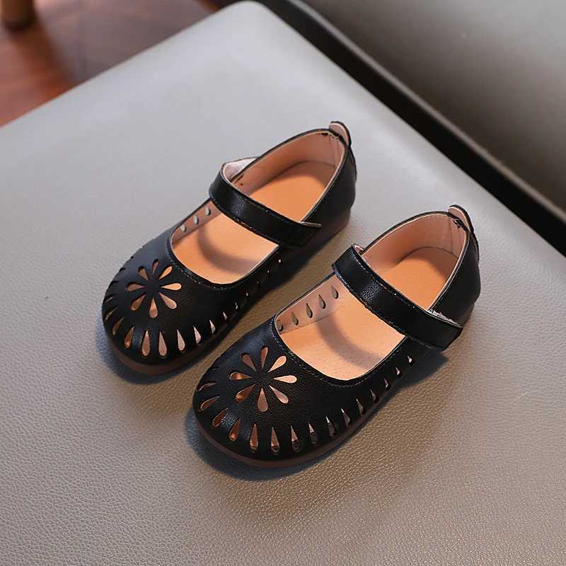 Summer Girl Sandals Hollow-out Matte Pu Leather Children Sliders 22-31 Toddler Breathable Cover Toe Slish Kids Flat ShoesXJ241209