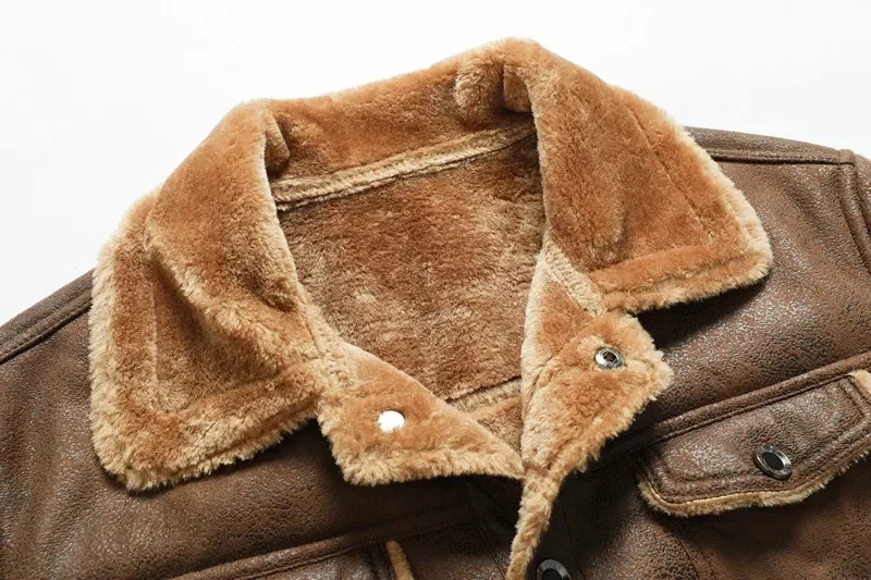 Winter mens suede leather coat highquality thick warm jacket youth fashion casual clothing 241209