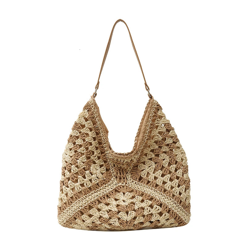 LEFTSIDE Summer Womens Woven Straw Bag Travel Large Beach Bag Handmade Womens High Capacity Handbag241209