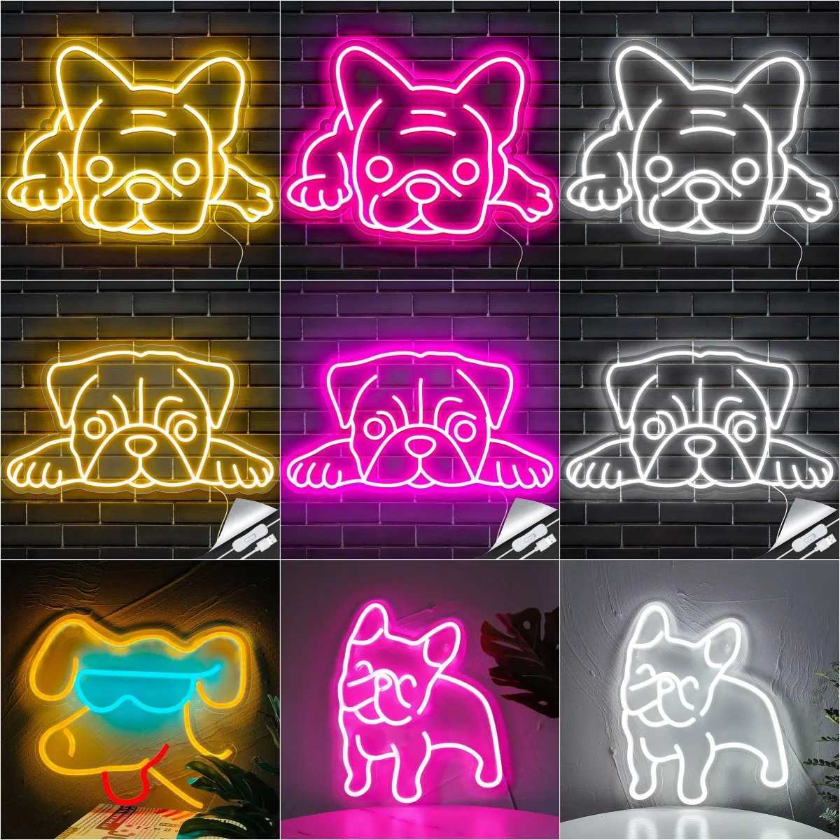 Cute dog LED neon light USB gift pet store commercial logo party bedroom wall mounted display decoration luminous neon light acrylic X241210