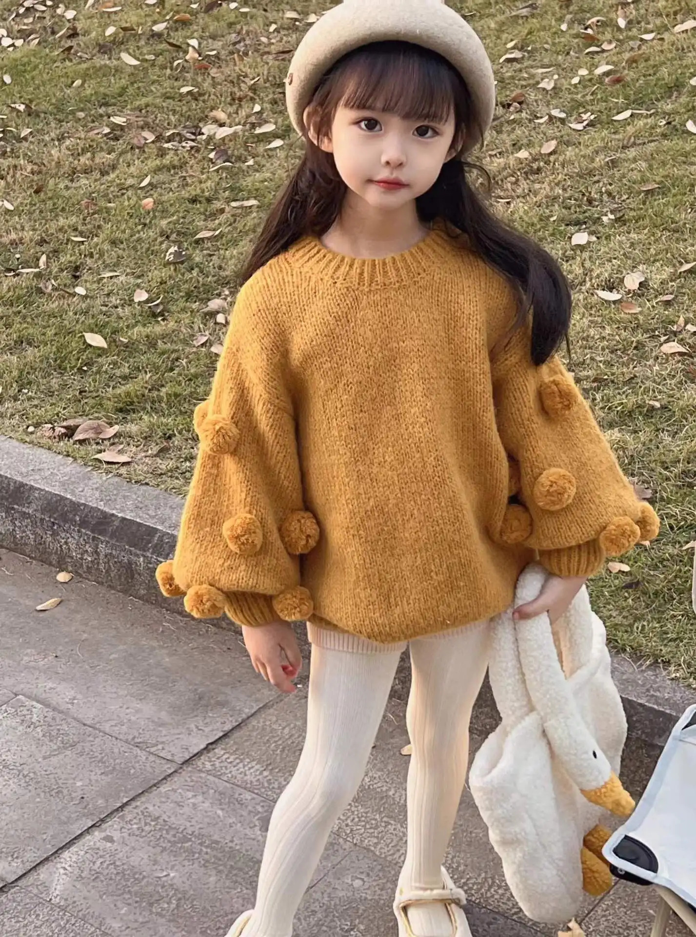 Girls knitted sweaters lantern pajamas childrens clothing winter girls knitted pullover sweaters childrens spring knitted clothing 241210