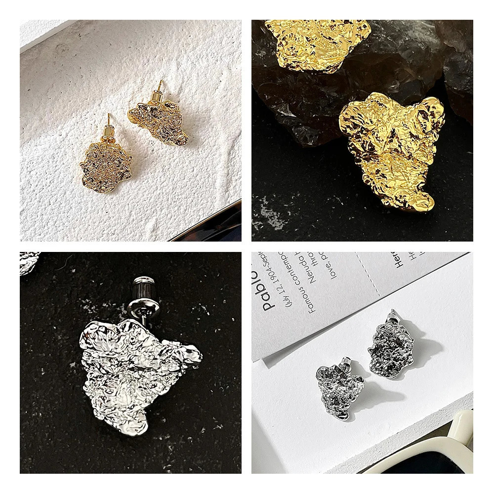 ENFASHION Irregular Female Rock Earrings Gothic Stud Earrings Gold Korean Fashion Jewelry Boucle Oreille Femme E211287 241209