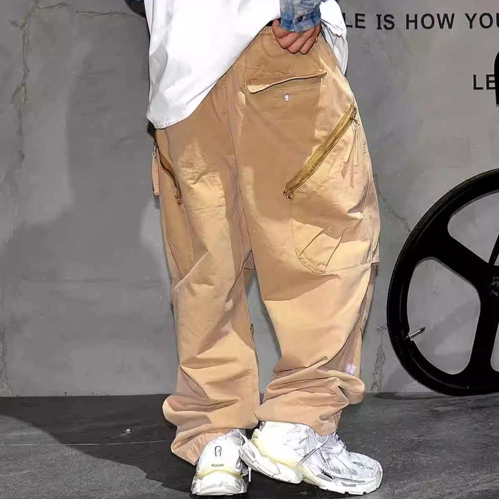 Korean Fashion High Quality Cotton Cargo Pants Mens Clothing Streetwear Baggy Pants Plus Size Vintage Casual Khaki Trousers Male 241209