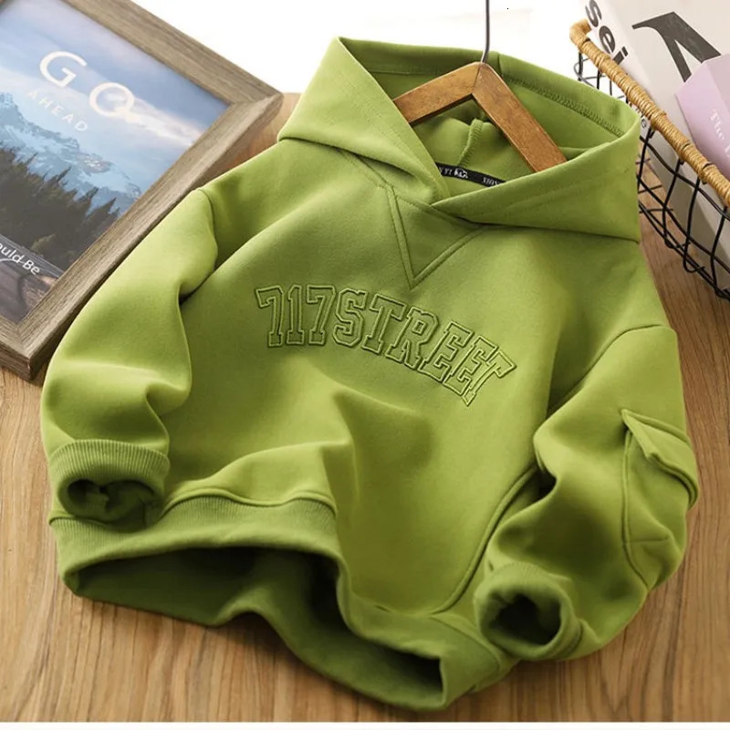 Spring and Autumn Teen Boys Hoodies Childrens Lanhua Long Sleeve Casual Bottom Shirt 241210