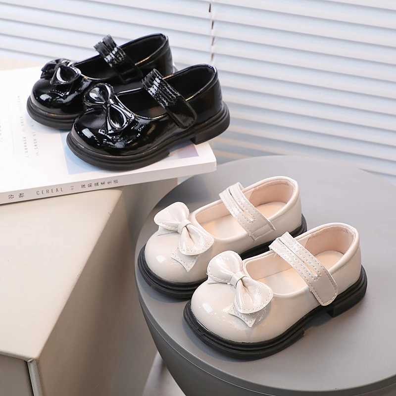 Little Girls Mary Janes Platform Shallow Autumn Sweet Children Leather Shoes Autumn Black Beige Round Toe Hook-loop Kids ShoesXJ241209