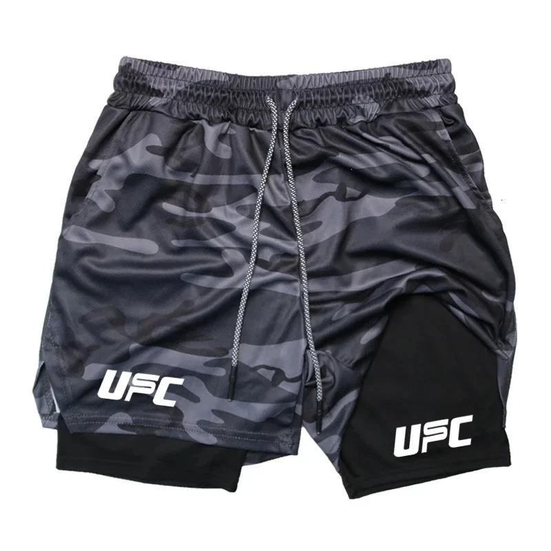 Mens 2-in-1 double-layer sports shorts casual gym workout tight shorts jogging net fast drying sportswear summer 241209