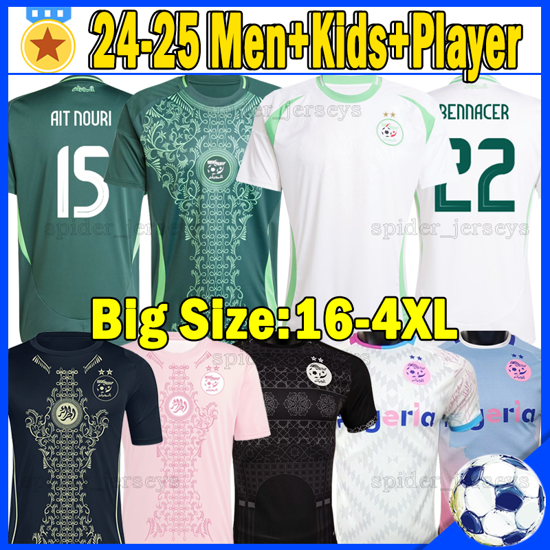 XXXL 4XL 24 25 Algerie soccer jerseys 2024 2025 Fans Player version AIT NOURI AOUAR BENSEBAINI Algeria men kids kits maillot de football shirts training uniforms top