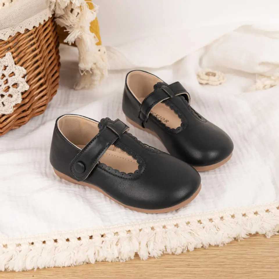 Pumps Flexible Elegant Fashion Breathable Soft PU Leather Solid Color Kids Shoes Non-slip Rubber Sole Fashion Casual SneakersXJ241209
