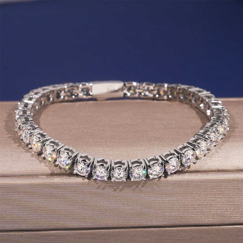 4/5mm Pass Diamond Tester Hip Hop Jewelry VVS D Color Shiny Men 316L Stainless Steel Moissanite Tennis Chain Link Necklace