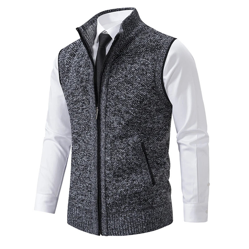 Mens vest with open collar and sleeveless knitted jacket mens fashionable casual veterinary coat mens clothing brown vest 241205