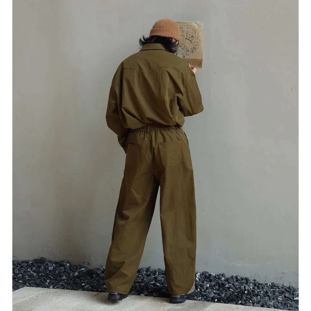 Mens Japanese streetwear retro fashion loose casual oversized long sleeved commodity shirt Cityboy Plus size 241209