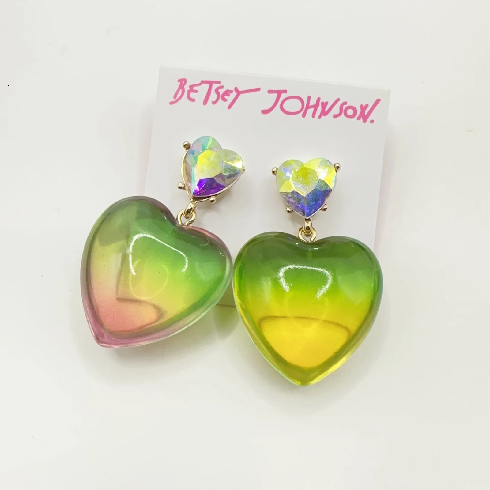 BJ Ocean Gradient colorful fashionable simple exposed relief cute heart-shaped earrings. 241209