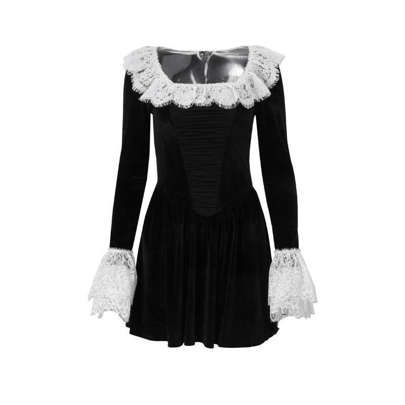 Women's Autumn New Lace Dress Women Slim Fit High Waist Slim Long Sleeve Knitted Short Skirt Luxury Letters Knitted Tank Dress Women