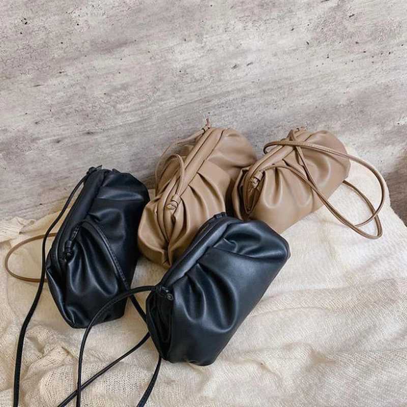 New Womens Clutch Evening Party Bag Large Folded Pillow Bag Korean Leather Handbag Z241210