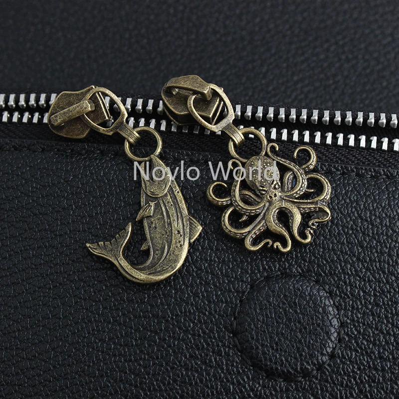 Skeleton shaped 5# nylon metal zipper puller slider used for bag wallet fixed puller double-sided DIY sewing replacement accessories 241205