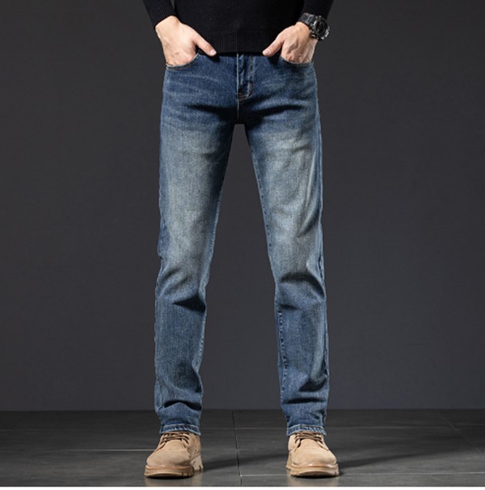 Autumn New Mens Washed Destroyed vintage men's straight classic Skinny Slim Ripped Casual Trousers Casual classic jeans