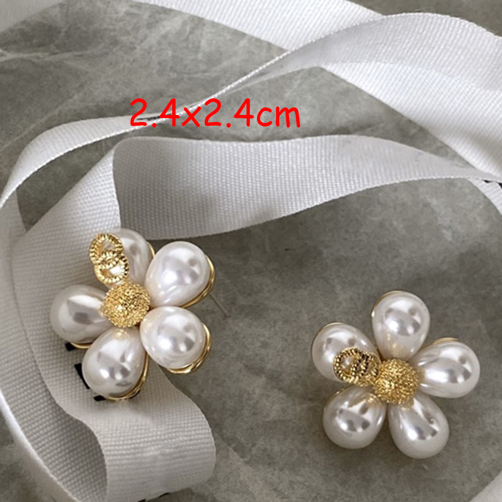 Bowknot Design Ear Stud Earrings Crystal Rhinestone Pearl Real Gold Brass Copper Stamp Letter Earring Fashion Womens Elegance Wedding Party Jewelry Accessories