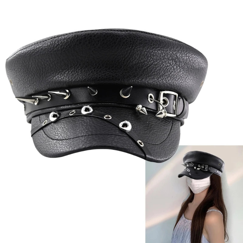 Gothic Painter Hat Flat Hat UK Date Pography Beret Cabbie Headwear Painter Hat Rivet Hat 241209