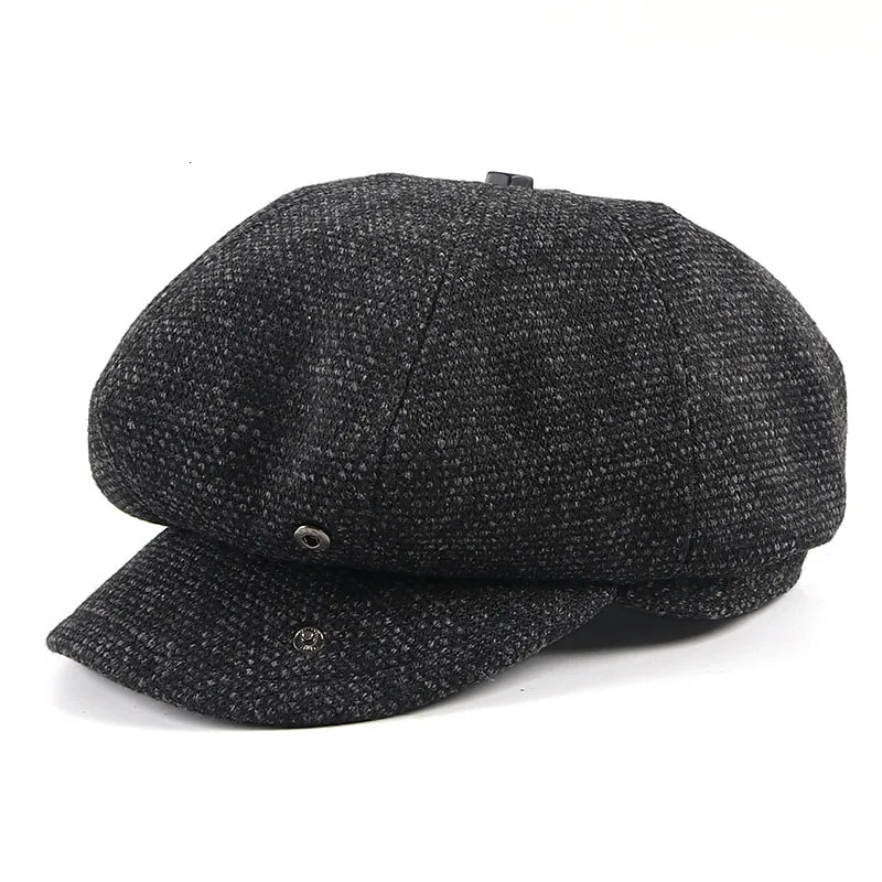 Black s Boys Hat Mens Autumn Beret Peaky Blinders Winter Casual Retro Mens Hat Warm Knitted Beret 241209