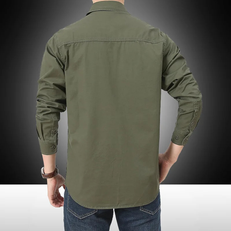 Military style mens shirt uniform 3xl 4xl 5xl 6xl Plus size large cotton UK long sleeved cargo US Army green 241209